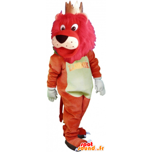 Mascotte de gros lion coloré avec une couronne - MASFR032716 - Mascottes Lion