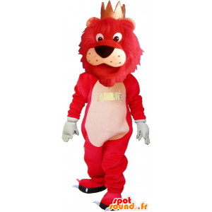 Mascotte de gros lion coloré avec une couronne - MASFR032716 - Mascottes Lion