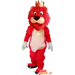 Mascotte de gros lion coloré avec une couronne - MASFR032716 - Mascottes Lion