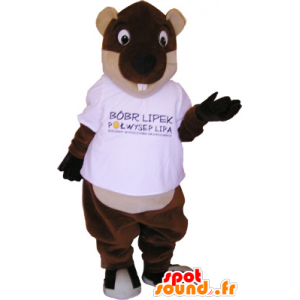 Brown and beige giant beaver mascot - MASFR032717 - Beaver mascots