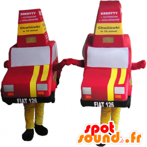 2 mascots red and yellow cars - MASFR032719 - Mascots of objects