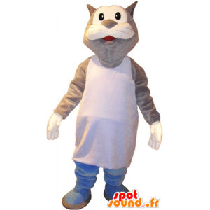 Mascot große graue und weiße Katze marcel - MASFR032720 - Katze-Maskottchen