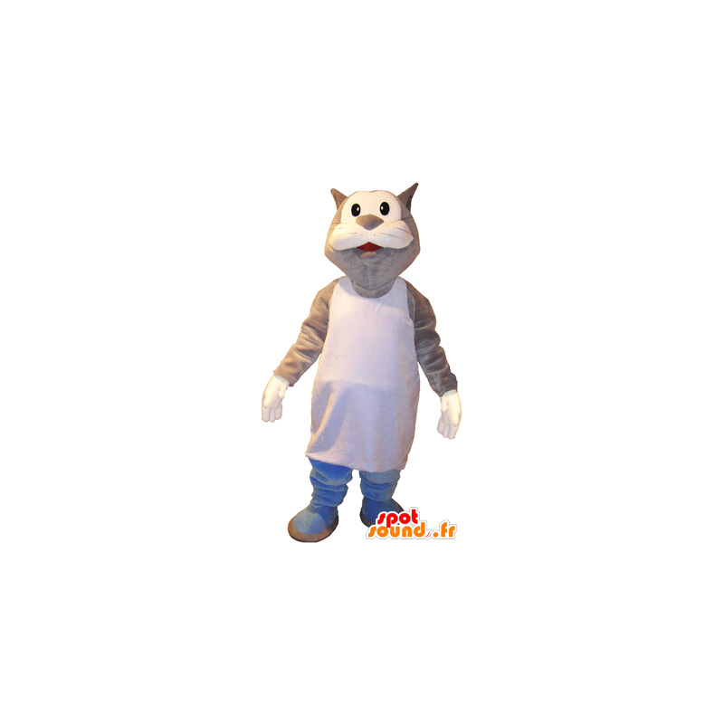 Mascot große graue und weiße Katze marcel - MASFR032720 - Katze-Maskottchen