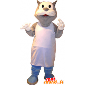 Mascot big gray and white cat marcel - MASFR032720 - Cat mascots