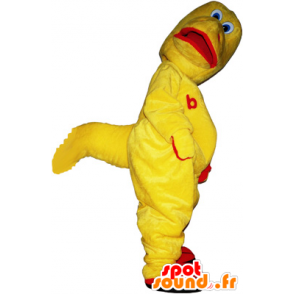 Mascote engraçada criatura dinossauro amarelo e vermelho - MASFR032723 - Mascot Dinosaur