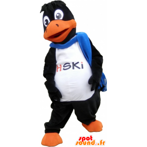 Mascotte de canard géant noir et orange avec une écharpe - MASFR032724 - Mascotte de canards