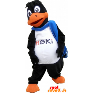 Czarny i pomarańczowy olbrzym kaczka maskotka z szalikiem - MASFR032724 - kaczki Mascot