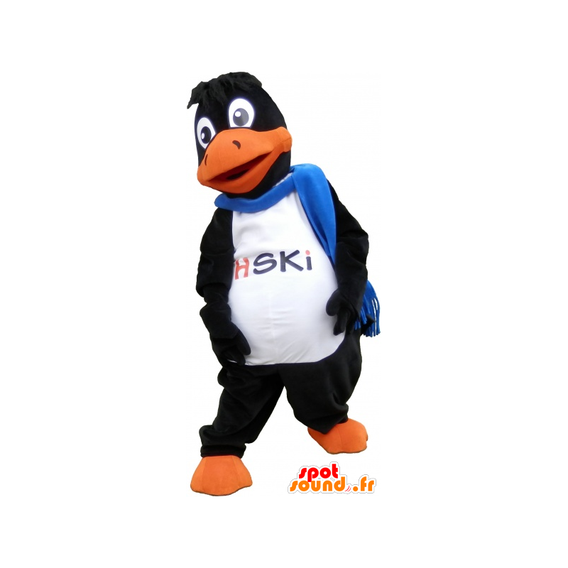 Black and orange giant duck mascot with a scarf - MASFR032724 - Ducks mascot