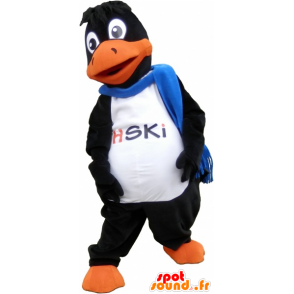 Preto e laranja mascote gigante pato com um lenço - MASFR032724 - patos mascote