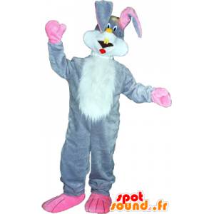 Graue und weiße Riese Kaninchen Maskottchen - MASFR032725 - Hase Maskottchen