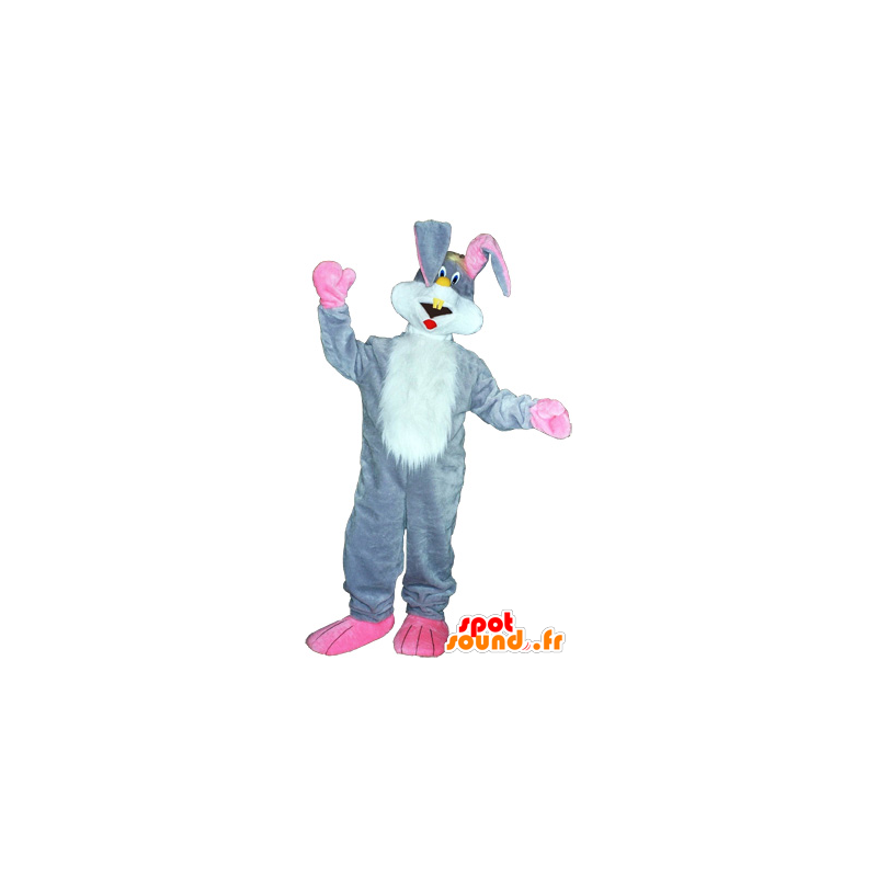 Gray and white giant rabbit mascot - MASFR032725 - Rabbit mascot