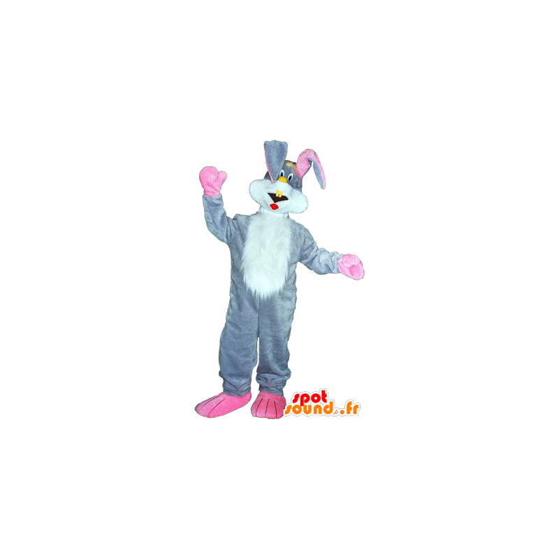 Jätte grå och vit kaninmaskot - Spotsound maskot Jätte grå och vit kaninmaskot - Spotsound maskot