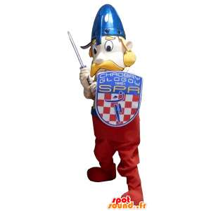 Viking mascot mustache with his helmet and shield - MASFR032728 - Goats and goat mascots