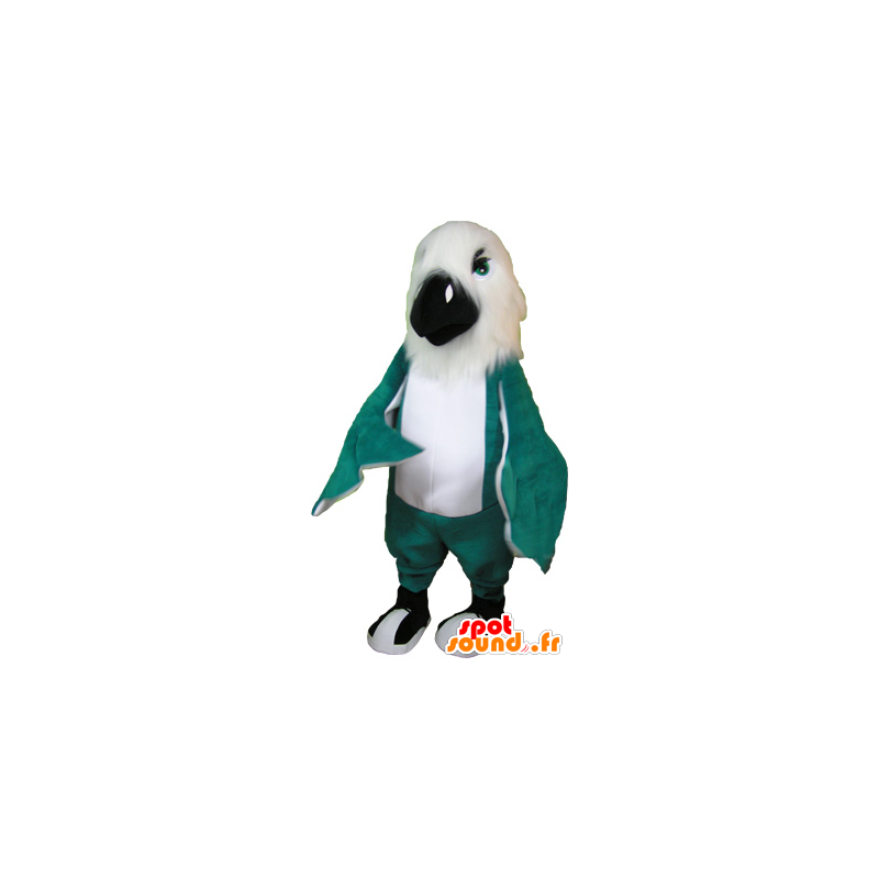 Mascote papagaio, pássaro gigante branco e verde - MASFR032729 - mascotes papagaios