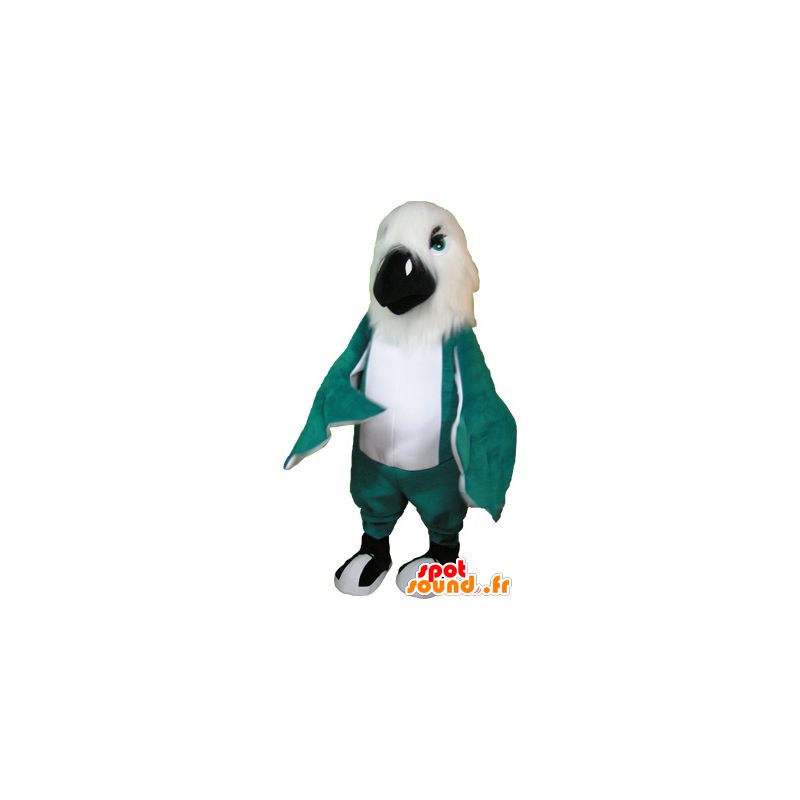 Papegaai mascotte, reusachtige witte vogel en groen - MASFR032729 - mascottes papegaaien