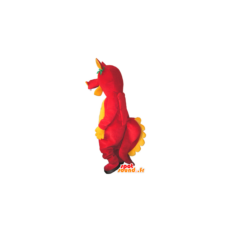 Divertente creatura mascotte, rosso e giallo dinosauro - MASFR032732 - Dinosauro mascotte