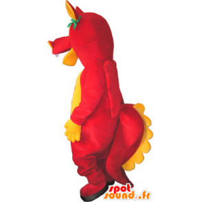 Divertente creatura mascotte, rosso e giallo dinosauro - MASFR032732 - Dinosauro mascotte