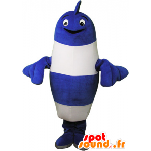 Blue and white giant fish mascot Stripes - MASFR032733 - Mascots fish