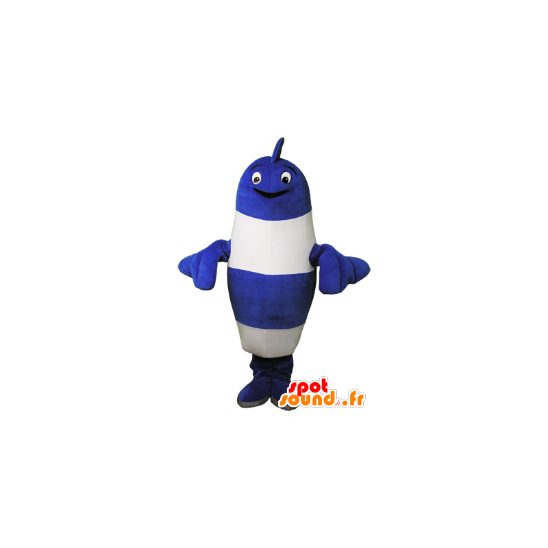 Blue and white giant fish mascot Stripes - MASFR032733 - Mascots fish