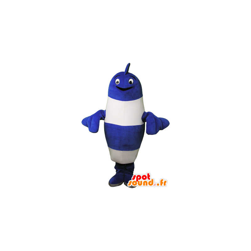 Blauwe en witte mascotte strepen reuzevis - MASFR032733 - Fish Mascottes