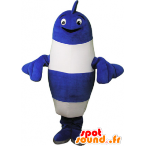 Blue and white giant fish mascot Stripes - MASFR032733 - Mascots fish