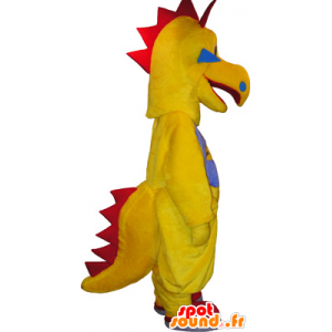 Divertente mascotte creatura, giallo e rosso dinosauro - MASFR032735 - Dinosauro mascotte