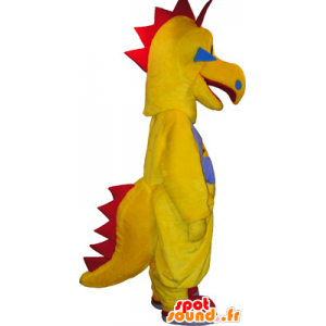 Funny creature mascot, yellow and red dinosaur - MASFR032735 - Mascots dinosaur