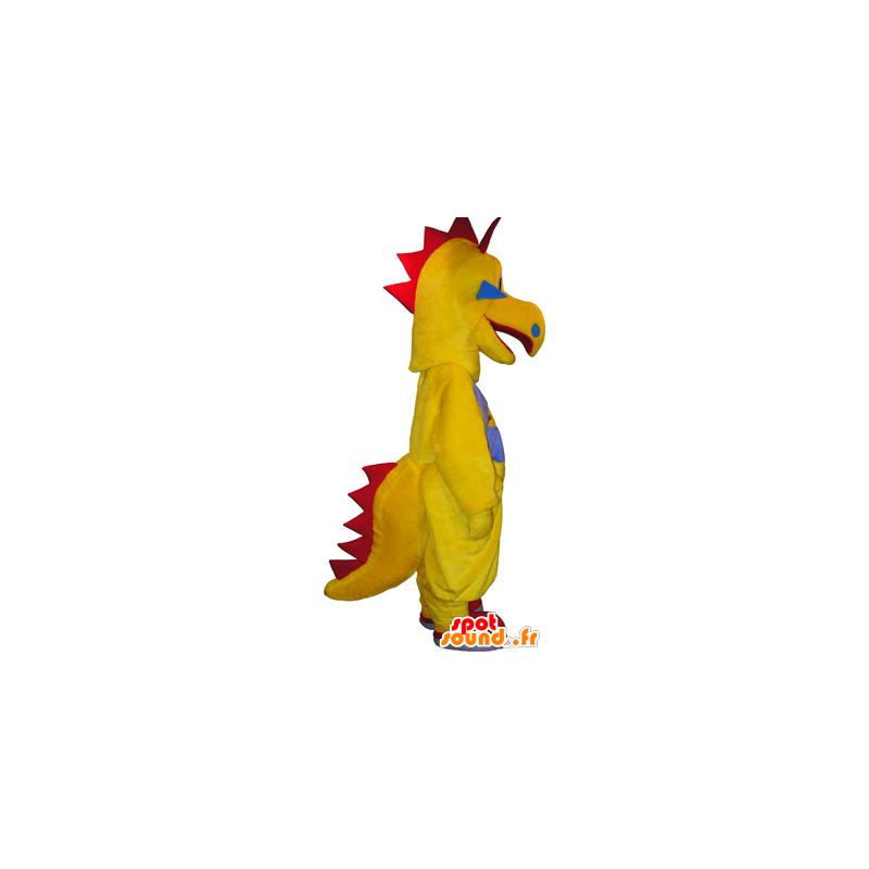 Funny creature mascot, yellow and red dinosaur - MASFR032735 - Mascots dinosaur