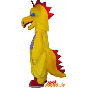 Funny creature mascot, yellow and red dinosaur - MASFR032735 - Mascots dinosaur