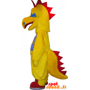 Maskot sjov væsen, gul og rød dinosaur - Spotsound maskot