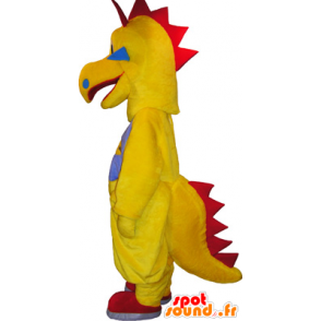 Divertente mascotte creatura, giallo e rosso dinosauro - MASFR032735 - Dinosauro mascotte