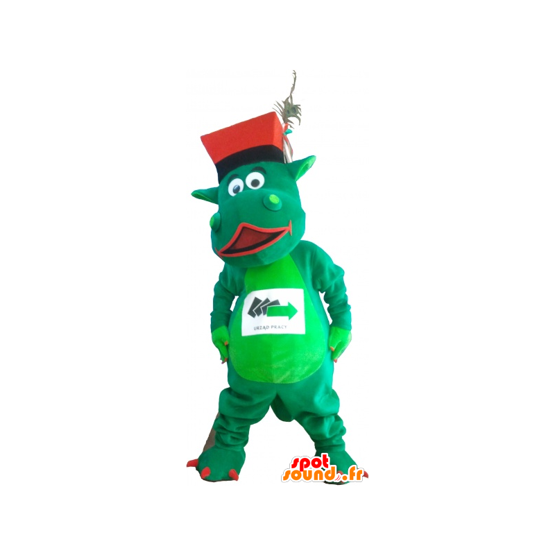 Mascotte de dinosaure vert avec un chapeau - MASFR032736 - Mascottes Dinosaure