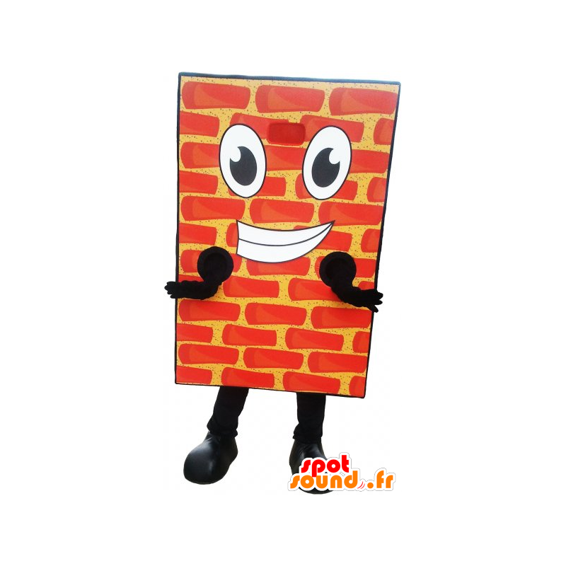 Mascotte de brique rouge géante et souriante - MASFR032737 - Mascottes d'objets