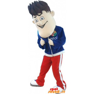 Mascot giovane in pantaloni della tuta con i capelli in piedi - MASFR032738 - Umani mascotte