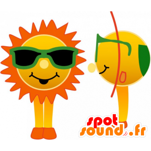 Mascot Sonne mit grünen Gläsern - MASFR032740 - Maskottchen nicht klassifizierte