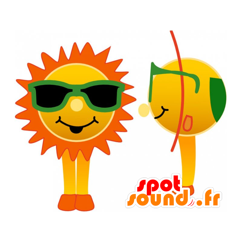 Mascot sun with green glasses - MASFR032740 - Mascots unclassified