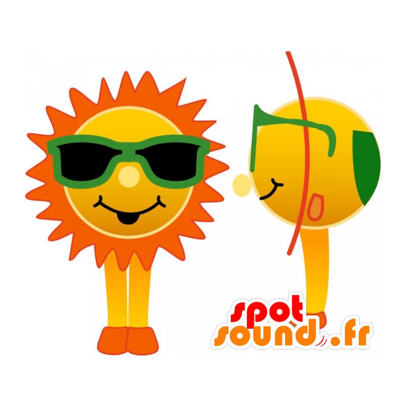 Mascotte de soleil avec des lunettes vertes - MASFR032740 - Mascottes non-classées