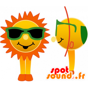 Mascotte van de zon met groene bril - MASFR032740 - Niet-ingedeelde Mascottes