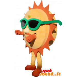 Mascot sun with green glasses - MASFR032740 - Mascots unclassified