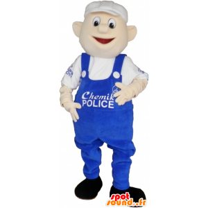 Boneco Mascot macacão azul e branco tampão - MASFR032741 - Mascotes homem