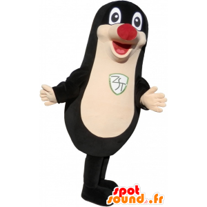 Mascote selo preto gordo e divertido com um nariz vermelho - MASFR032743 - mascotes Seal