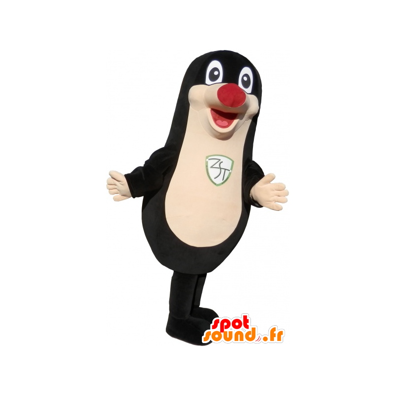 Zwarte zeehond mascotte mollig en plezier met een rode neus - MASFR032743 - mascottes Seal
