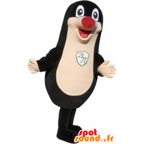 Zwarte zeehond mascotte mollig en plezier met een rode neus - MASFR032743 - mascottes Seal