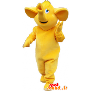 Mascotte de gros éléphant tout jaune - MASFR032744 - Mascottes Elephant