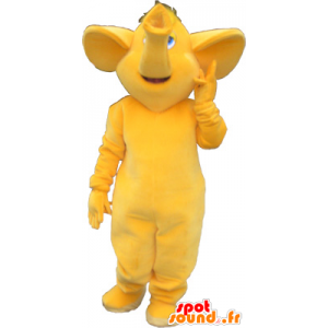 Mascotte de gros éléphant tout jaune - MASFR032744 - Mascottes Elephant