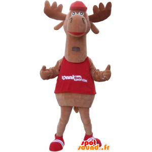 Moose mascot, brown caribou. Reindeer mascot - MASFR032745 - Animals of the forest