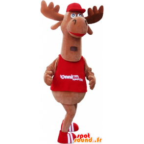 Moose mascot, brown caribou. Reindeer mascot - MASFR032745 - Animals of the forest