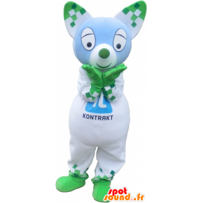 White and green mascot cat with pointy ears - MASFR032746 - Cat mascots