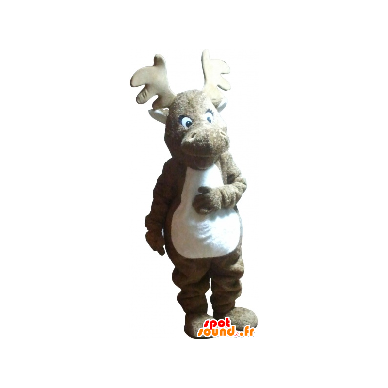 Brown moose mascot and realistic white - MASFR032747 - Animals of the forest