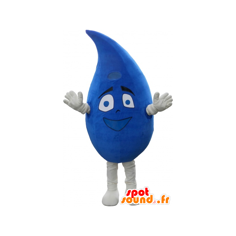 Kæmpe og smilende blå vanddråbe maskot - Spotsound maskot
